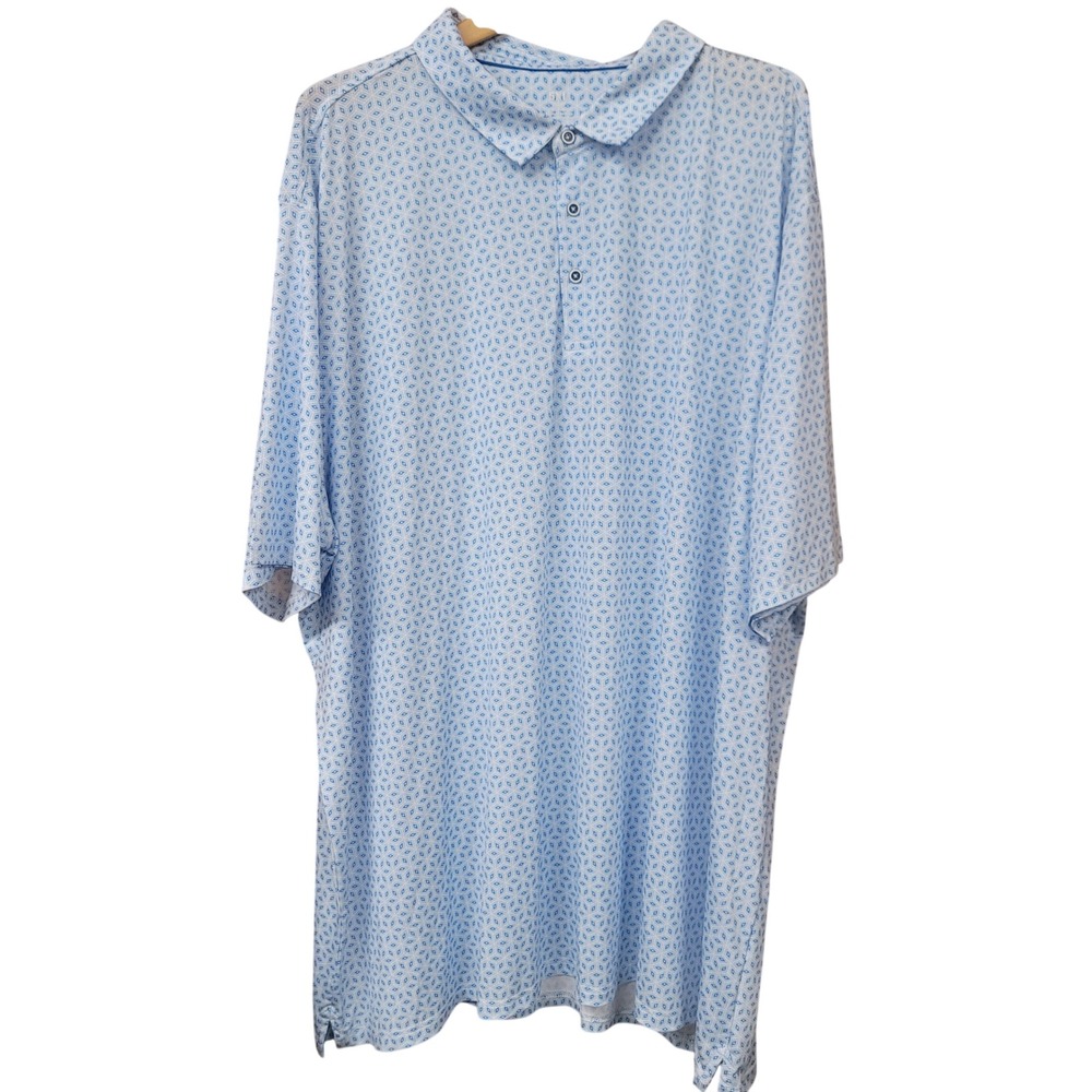 Mens 5XL Golf Shirt Blue Geometric Diamond 4-Way Stretch Big & Tall - Picture 2 of 4